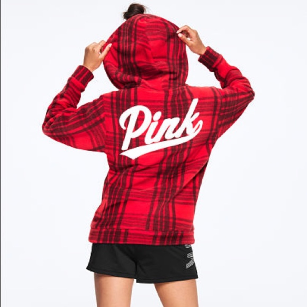 VS PINK Buffalo Check Polar Fleece Plaid Jacket
